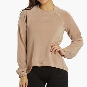 NUX Sleek Sweat Pullover Camel Size Medium Athleisure Activewear Crew Neck